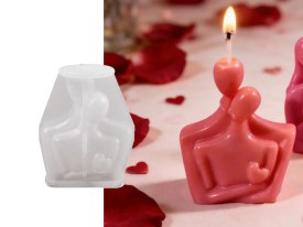 Molde silicona pareja abrazada con corazon